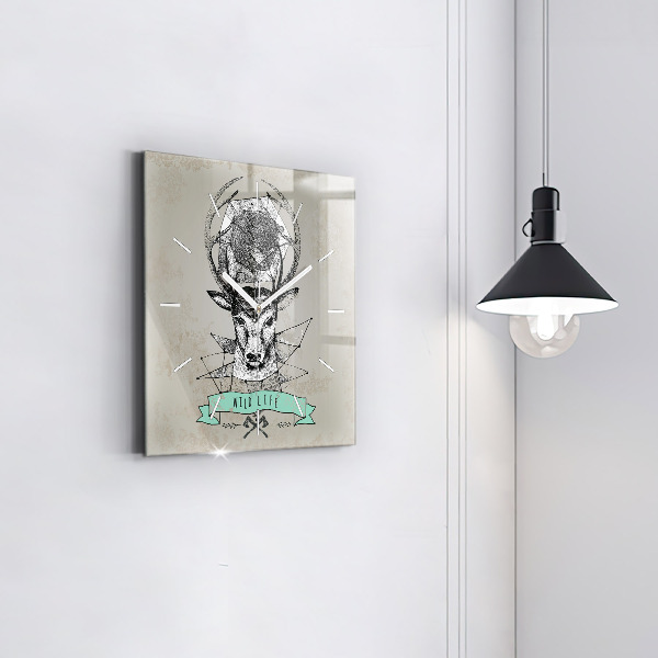 Square wall clock Deer head