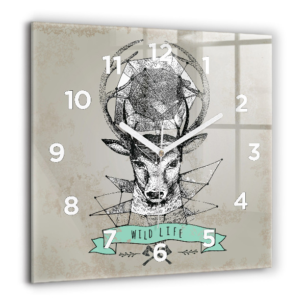 Square wall clock Deer head