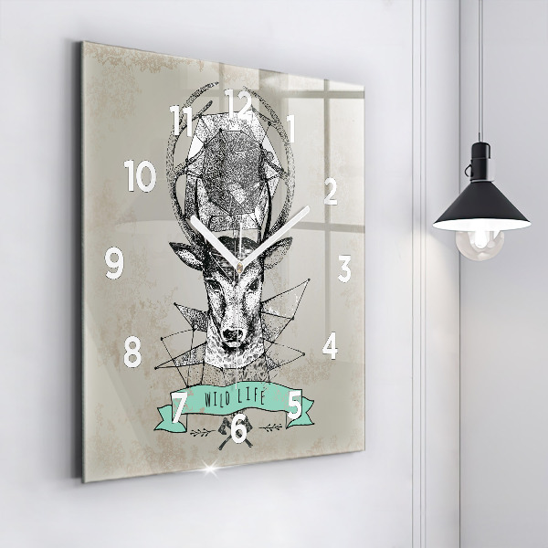 Square wall clock Deer head