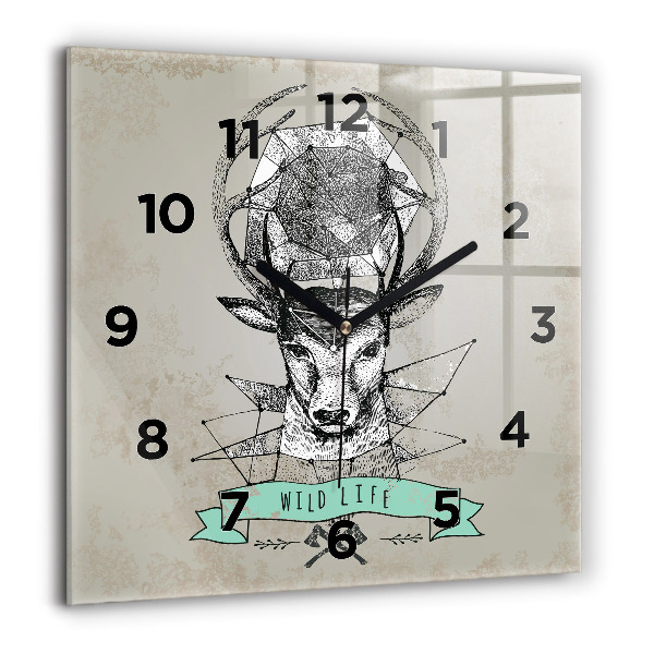 Square wall clock Deer head