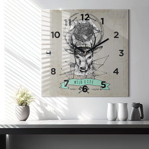 Square wall clock Deer head