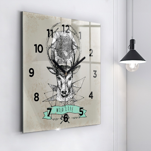 Square wall clock Deer head