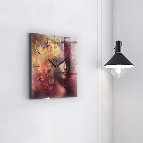 Square wall clock Portrait of a woman
