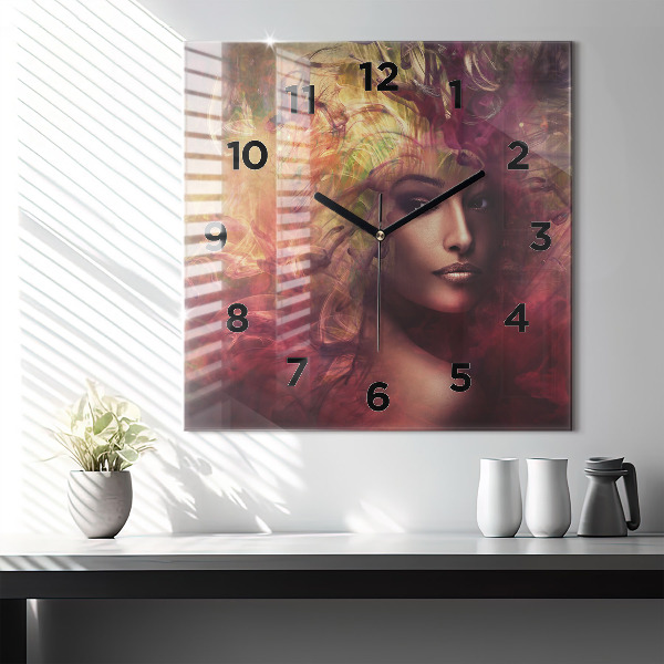 Square wall clock Portrait of a woman