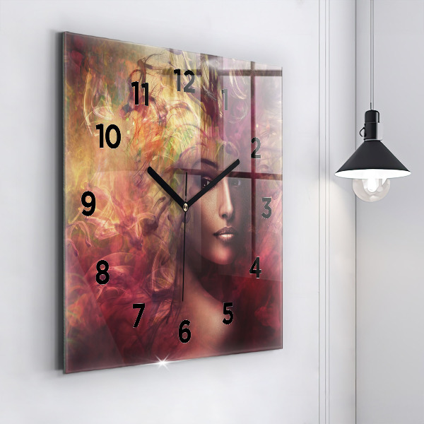 Square wall clock Portrait of a woman