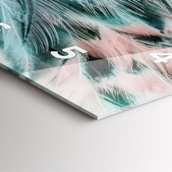 Square wall clock Colorful feathers