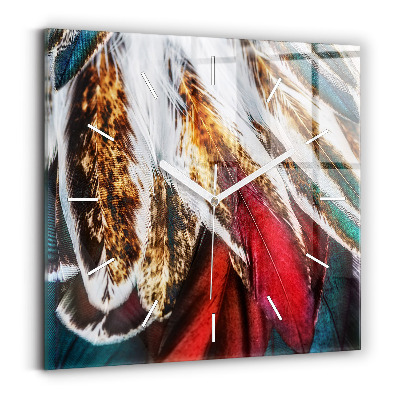 Square wall clock Light brown bird feathers