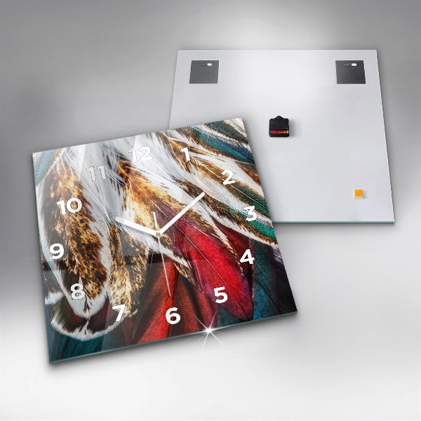 Square wall clock Light brown bird feathers