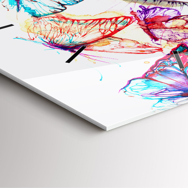 Square wall clock Colorful butterfly eye