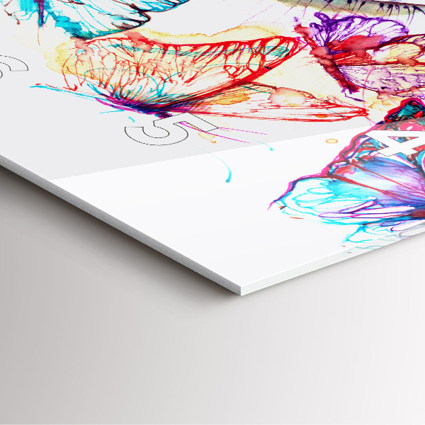 Square wall clock Colorful butterfly eye