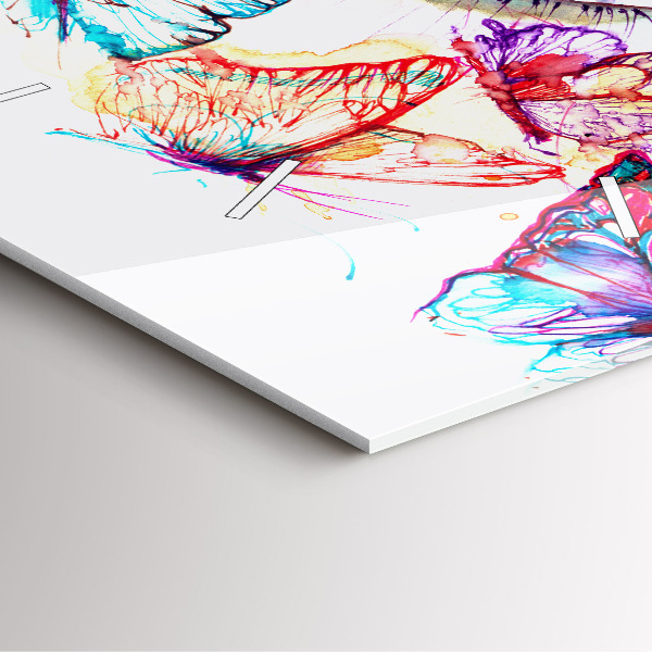 Square wall clock Colorful butterfly eye