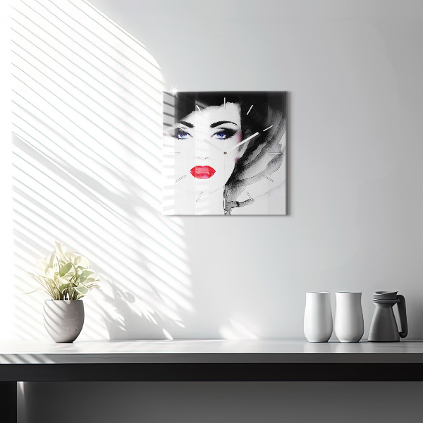 Square wall clock Portrait of a woman