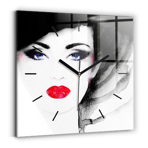 Square wall clock Portrait of a woman