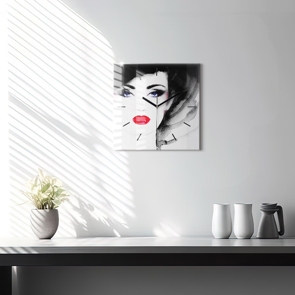 Square wall clock Portrait of a woman
