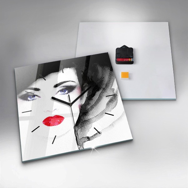 Square wall clock Portrait of a woman