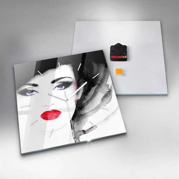 Square wall clock Portrait of a woman