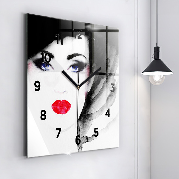 Square wall clock Portrait of a woman