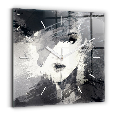 Square wall clock Woman - watercolors