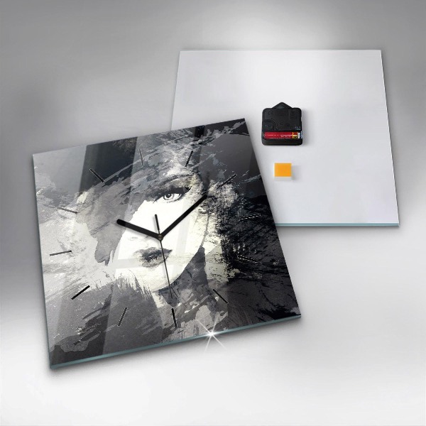 Square wall clock Woman - watercolors