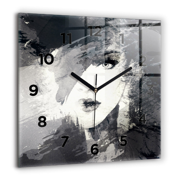 Square wall clock Woman - watercolors