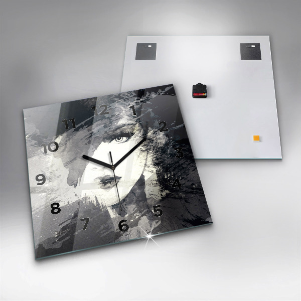 Square wall clock Woman - watercolors