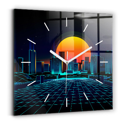 Square wall clock Cyberspace city