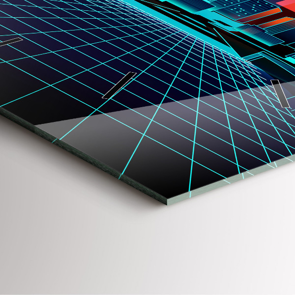 Square wall clock Cyberspace city