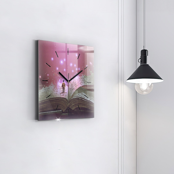 Square wall clock Abstraction book