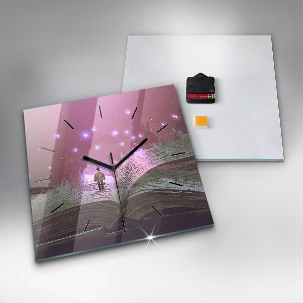 Square wall clock Abstraction book