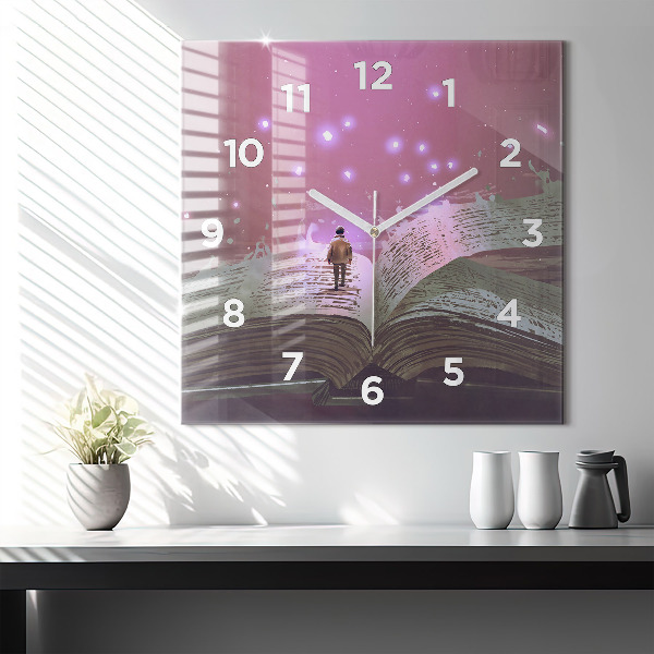 Square wall clock Abstraction book