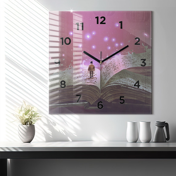 Square wall clock Abstraction book