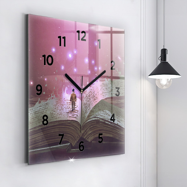 Square wall clock Abstraction book