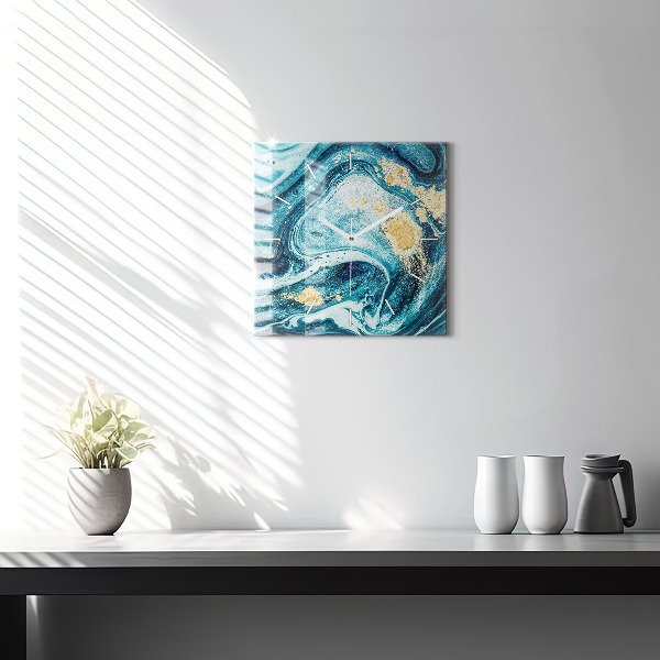 Square wall clock Abstract marble