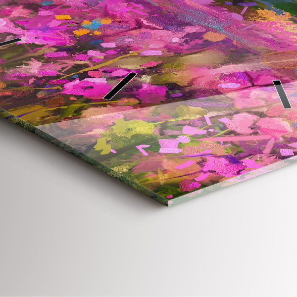 Square wall clock Landscape of nature and flowers