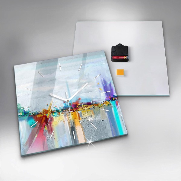 Square wall clock Abstract bridge