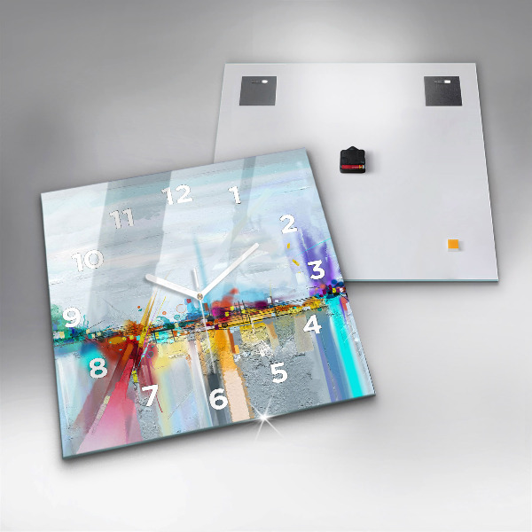 Square wall clock Abstract bridge