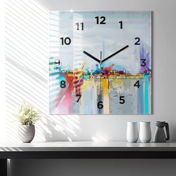 Square wall clock Abstract bridge