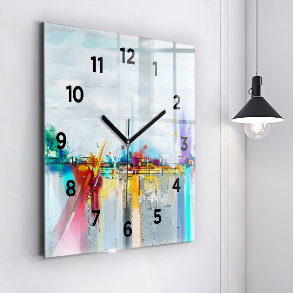 Square wall clock Abstract bridge