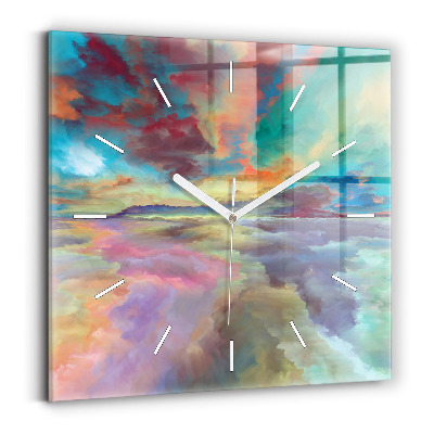 Square wall clock Abstract landscape