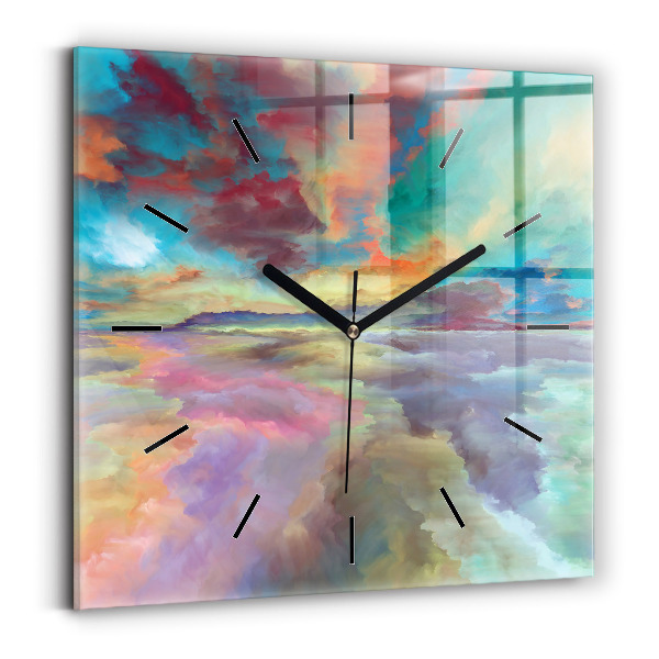 Square wall clock Abstract landscape
