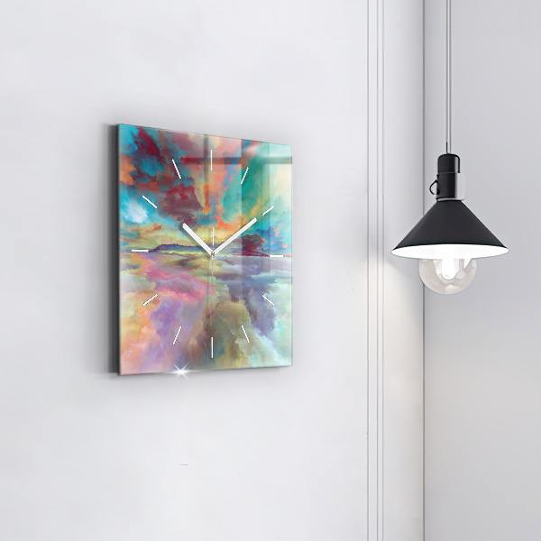 Square wall clock Abstract landscape