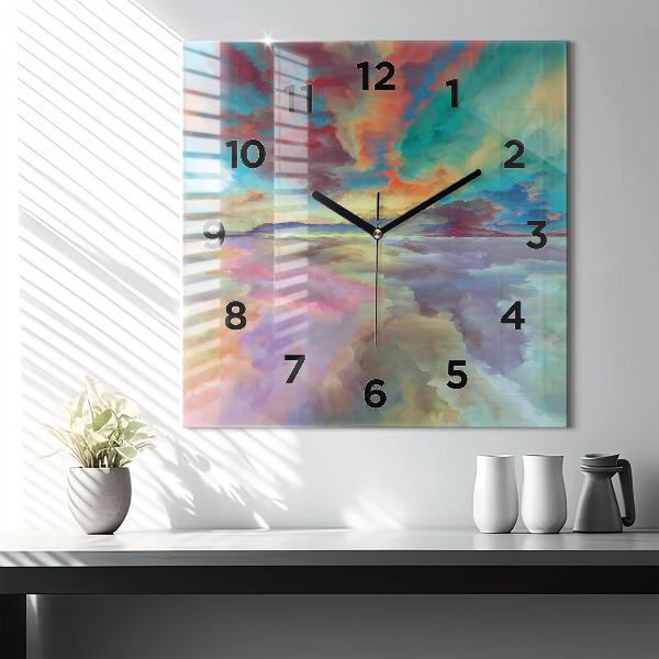 Square wall clock Abstract landscape