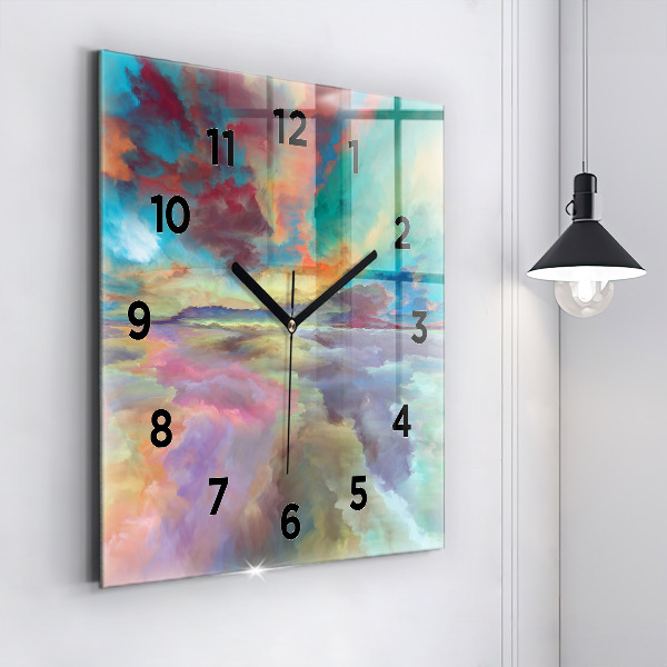 Square wall clock Abstract landscape