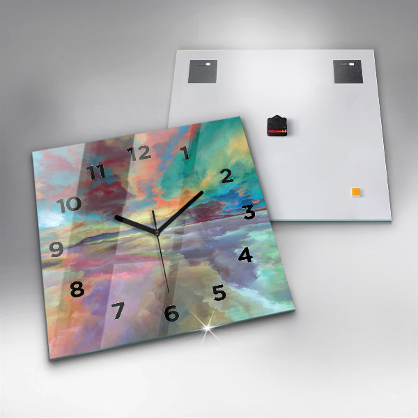 Square wall clock Abstract landscape