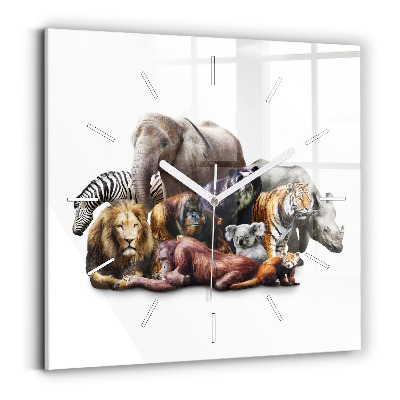 Square wall clock Wild animals