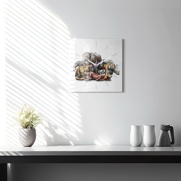 Square wall clock Wild animals