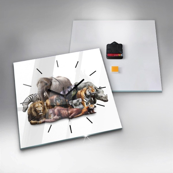 Square wall clock Wild animals