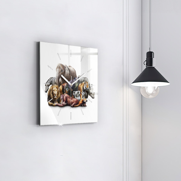Square wall clock Wild animals