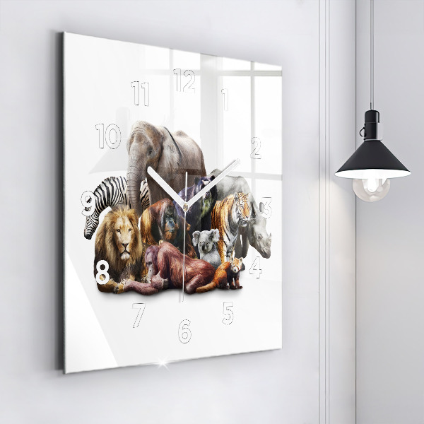 Square wall clock Wild animals