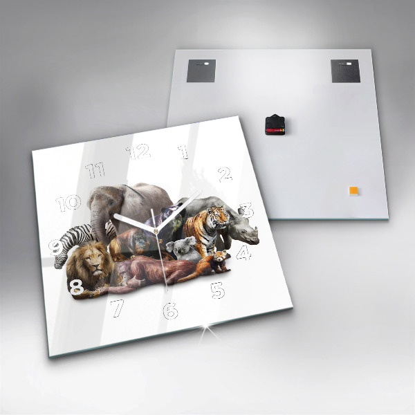 Square wall clock Wild animals